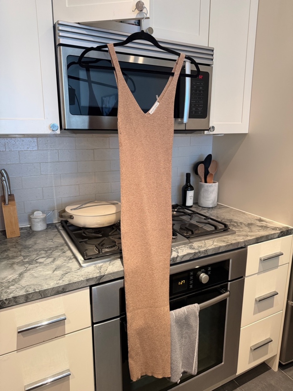 Dress Forum Tan Knit Midi Dress